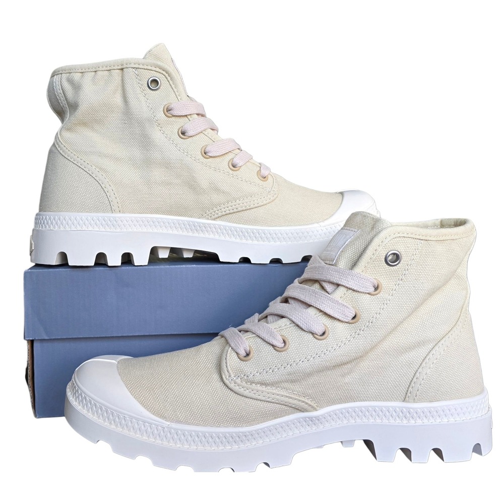 Palladium Pampa Hi‎ Varsity Canvas Boots Sahara Size 7 Lace Up Men
